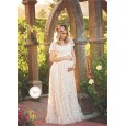 Women's lace pregnant women lotus leaf short-sleeved dress long dress photography flying flying sleeve dress 8859