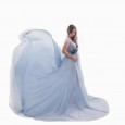 Women's mercerized cotton with spinning to pregnant women fluttering tail fluttering sleeves long dress photography dress 1883