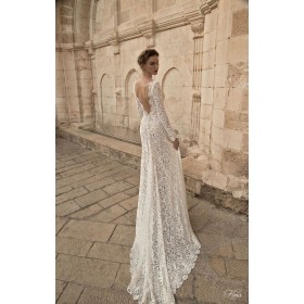 Autumn and winter girl fantasy V-neck leaky back long-sleeved mop dress lace nightclub evening dress long dress 8818