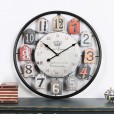 European wrought iron retro wall clock bedroom home living room European style clock diy metal hollow round clock