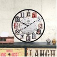 European wrought iron retro wall clock bedroom home living room European style clock diy metal hollow round clock