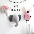 Explosive Nordic style animal headwear children's room ornaments unicorn elephant rabbit toy head plush decoration