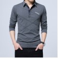 Men's spring and autumn new men's long-sleeved cotton t-shirt bottoming shirt Korean POLO shirt t-shirt men's large size