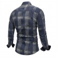 New large size men's denim long-sleeved plaid shirt shirt 9