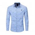 Ouma Men's Fashion Print Shirt Casual Lapel Cotton Shirt 223