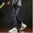 Spring clothes nine points pants new casual Korean pants trend sports men's feet elastic slim jeans