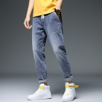 Spring and summer stretch slim jeans men's youth feet pants Korean trend casual jeans