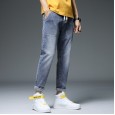 Spring and summer stretch slim jeans men's youth feet pants Korean trend casual jeans