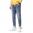 Spring and summer stretch slim jeans men's youth feet pants Korean trend casual jeans