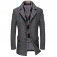 Medium Men's Thickened Lapel Scarf Collar Wool Wool Coat Coat Men's Medium Long Z7QoEAYhGF