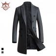 Siqilong autumn and winter woolen coat men's mid-length Korean version of the slim double-breasted coat trench coat men's jacket