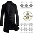Siqilong autumn and winter woolen coat men's mid-length Korean version of the slim double-breasted coat trench coat men's jacket