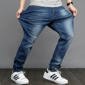 Men's straight high waist jeans wild stretch jeans large size fat trousers fat guy pants 77