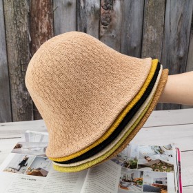 Fisherman hat ring cotton yarn knitted thin bucket hat sun hat Korean wild Japanese sunscreen hat