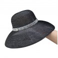 Spring and summer travel straw basket hat silver silk sun visor foldable straw hat vacation Hepburn style female fisherman hat