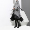 Spring new temperament women's cotton and linen dress loose ruffled shirt skirt 3073