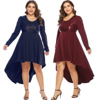 Autumn and winter plus size plus size women's sequin dress dress