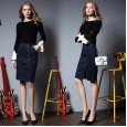 Spring Skirt Women's Extra Large Denim Skirt High Elastic Pack Hip Skirt