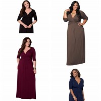 Large size hot models dignified atmosphere sexy deep V slim long skirt high elastic dress