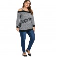 Autumn and winter new plus size plus size women's fat mm long sleeve word shoulder t-shirt women's tops