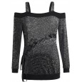 Autumn and winter new plus size plus size women's fat mm long sleeve word shoulder t-shirt women's tops