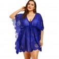 Summer new plus size women's sexy V-neck perspective bikini beach swimsuit coverall sunscreen