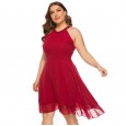 Fat mm large size women's dress hanging neck sleeveless chiffon dress skirt