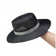 Korean version of the flat eaves PVC straw hat female Japanese rhinestone M standard star beach travel wisp transparent empty sunshade hat