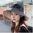 Embroidered letters simple fashion sun hat female summer new style double-sided anti-UV fisherman hat