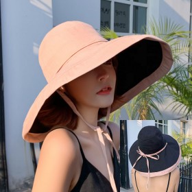 New summer sun hat sunscreen UV big sun hat soft sister double-sided wearing fisherman hat