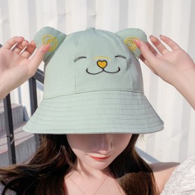 Spring new embroidered cat ears fisherman hat female cute sunscreen sun hat sun hat