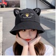 Spring new embroidered cat ears fisherman hat female cute sunscreen sun hat sun hat