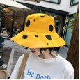 Sun hat female new polka dot cotton and linen double-sided wear fisherman hat summer sun protection big hat folding basin hat