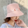 New fashion hat female summer simple letter embroidery fisherman hat outdoor travel beach sun hat