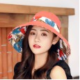 Summer new cotton and linen double-sided wear fisherman hat female outdoor sunscreen sun hat literary lattice pot hat