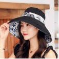 Summer new cotton and linen double-sided wear fisherman hat female outdoor sunscreen sun hat literary lattice pot hat