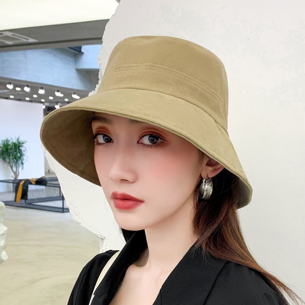 New literary ladies candy-colored fisherman hat solid color big brim hat spring and autumn foldable flat top hat