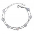 925 Sterling Silver Moonstone Bracelet Mori Natural Bead Double Bracelet Girl Heart Bracelet