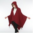 Solid color imitation cashmere split shawl warm monochrome cloak plain cloak