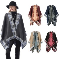 Street lattice geometric pattern imitation cashmere warm and comfortable ladies scarf shawl