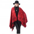 New ladies retro ethnic style flowers warm sunscreen imitation cashmere shawl cloak