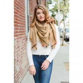 Autumn and winter new hot selling single color side acrylic large square towel thick warm scarf shawl