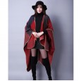 Autumn and winter scarf wild lattice ladies travel shawl imitation cashmere national wind split thickening cloak