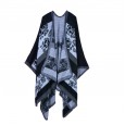 Autumn and winter scarf wild lattice ladies travel shawl imitation cashmere national wind split thickening cloak