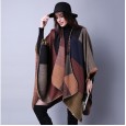 Autumn and winter scarf wild lattice ladies travel shawl imitation cashmere national wind split thickening cloak