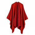 Solid color imitation cashmere wide open shawl warm monochrome cape plain cloak
