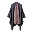 Solid color imitation cashmere wide open shawl warm monochrome cape plain cloak