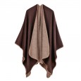 Solid color imitation cashmere wide open shawl warm monochrome cape plain cloak