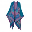 Ms. Feng autumn and winter thickened small flowers warm imitation cashmere shawl cloak
