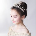 Children's Crown Headdress Princess Girls Crown Crystal Hairband Golden Frozen Aisha Girl Birthday Hair Accessories